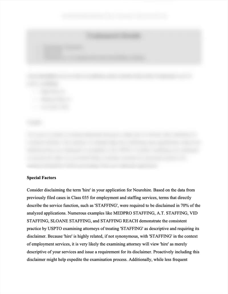 Trademark report sample 2