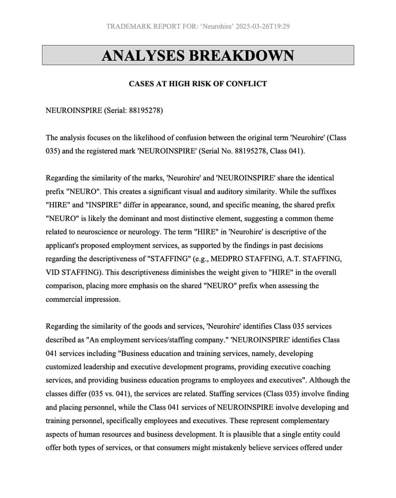 Trademark report sample 3